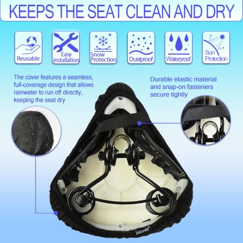 Black Waterproof Bicycle Seat Cover - Rainproof, UV-Resistant, Reusable, Easy Install, for City & Wide Seats (2pcs)