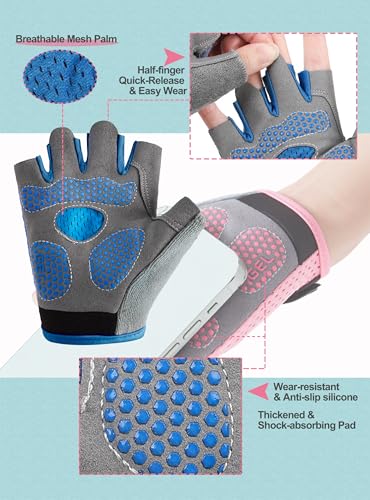 Kids Cycling Gloves - Fingerless, Breathable, Blue, Size M (3-8 Years)