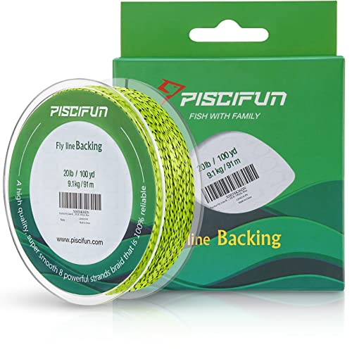 Braided Fly Line Backing - Fluorescent Yellow/Black, 20lb/100yd