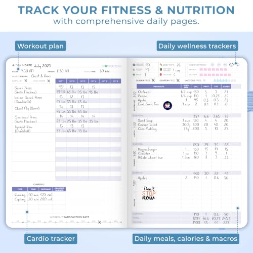 Fitness & Food Journal - Workout Planner, A5 Light Blue