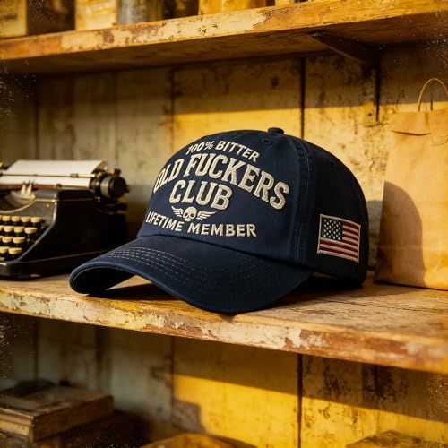 Distressed Vintage Baseball Cap - Old Fuckers Club - Blue