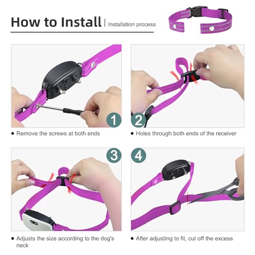 Odokele Reflective Purple Nylon Dog Collar Replacement Strap, Adjustable & Universal Fit