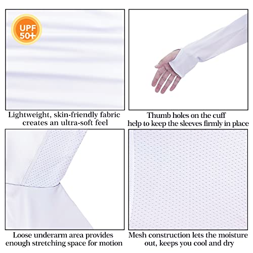 Men's Quick-Dry Fishing Shirt UPF 50+ with Mesh Panels - Small/White