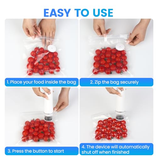 White Handheld Vacuum Sealer with Visible Tank, Portable Food Saver, 30 Reusable Bags