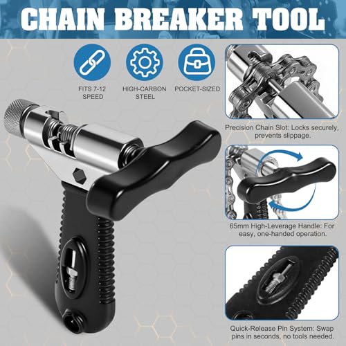 Universal Bike Chain Tool Kit - Chain Breaker & Installer - Black