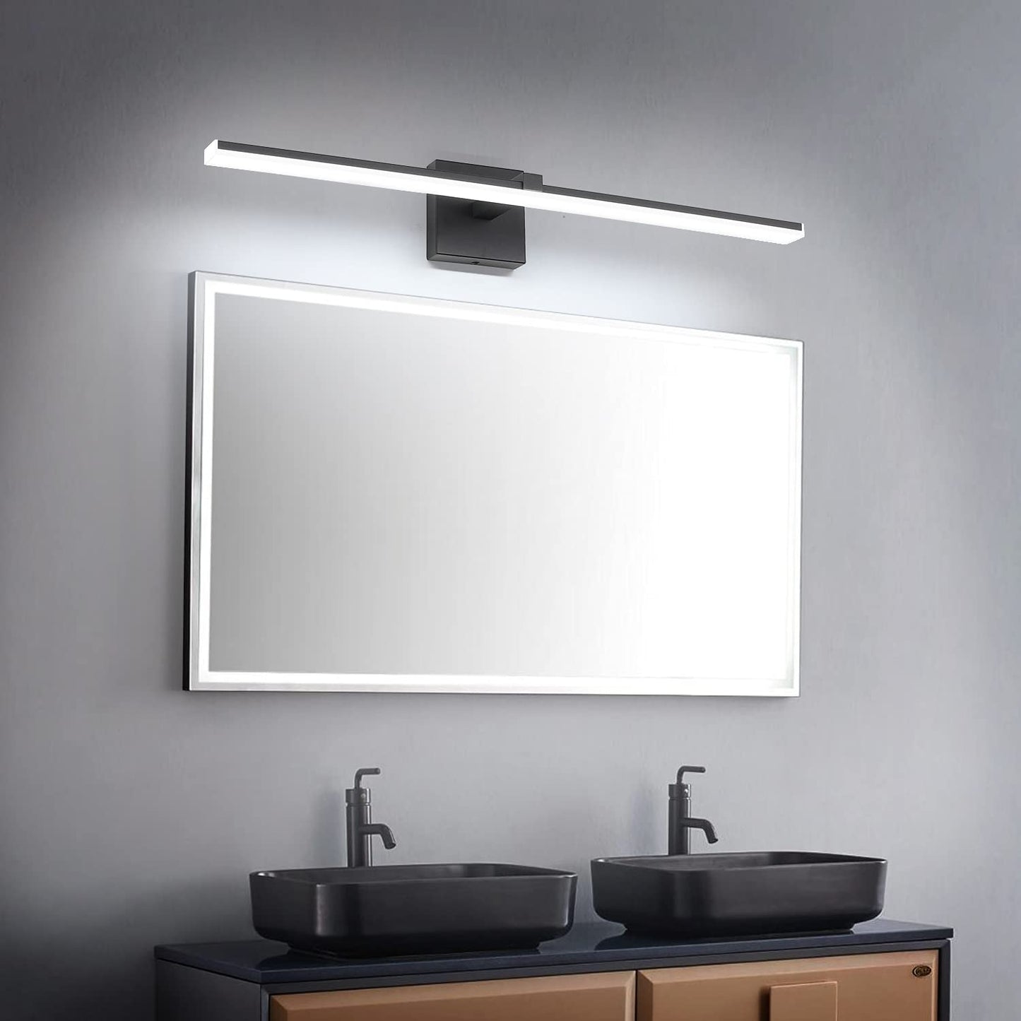 ZUZITO Modern LED Dimmable Vanity Light 40 inch Matte Black Bathroom Wall Lighting Fixtures