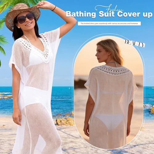Women's Lightweight Sheer Poncho Cover-Up Swimsuit - Beige