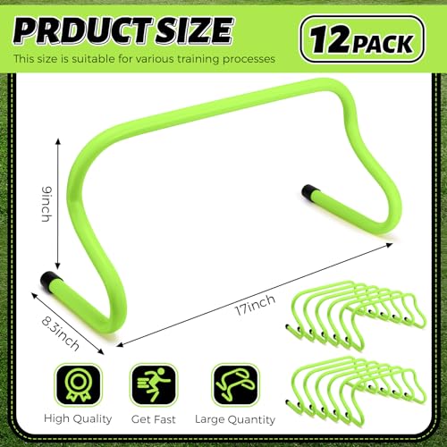 Agility Hurdles - 12 Pcs 9" Speed Training Equipment - Green