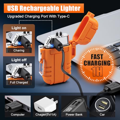 Rechargeable Waterproof Plasma Lighter - Orange Arc Lighter