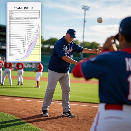 Baseball Lineup Cards - 4-Part Carbonless Copies, 30 Sets