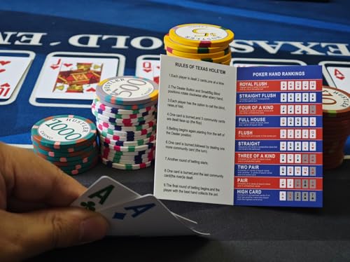 Texas Hold 'Em Poker Hand Ranking Reference Guide - 10-Pack Cheat Sheets