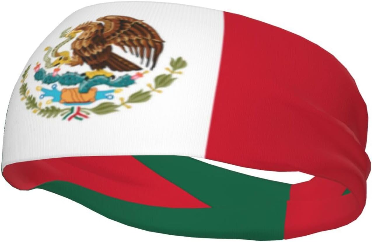 Mexico Flag Headbands - Stretchy Sports Sweatbands for Men & Women | Ideal for Basketball, Yoga, Workout