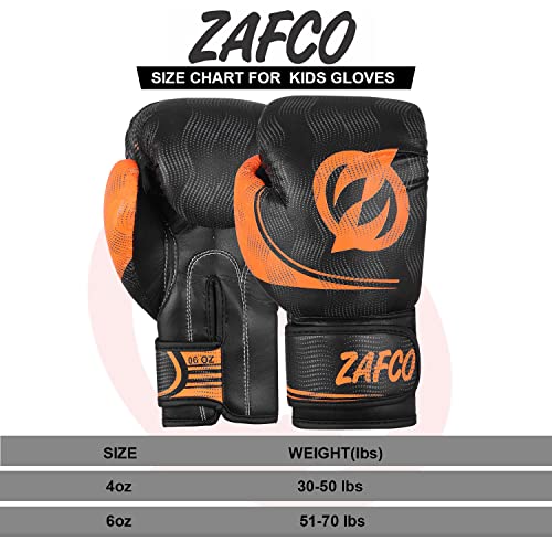 Kids Boxing Gloves - Black Orange 4oz for Muay Thai & MMA Training