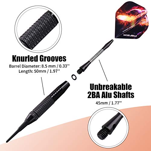 12 Soft Tip Darts Set for Electronic Dart Board - Black