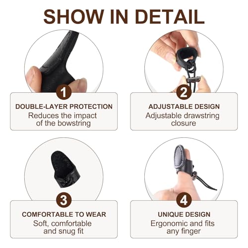 Soft Leather Archery Thumb Ring Protector - Black