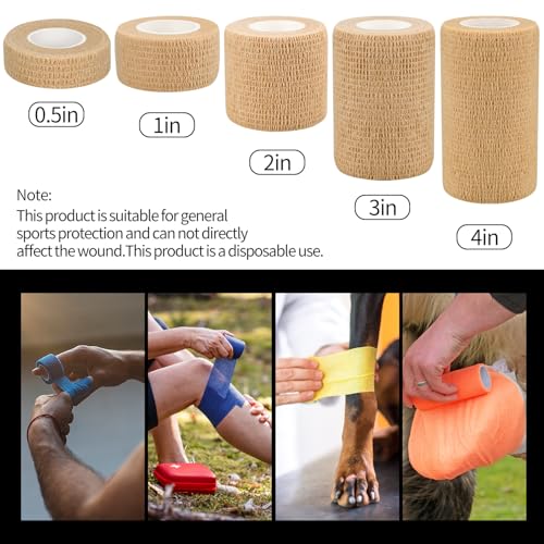 Self Adhesive Bandage Wraps - 6 Colors, 5 Yards Each, 1/2in