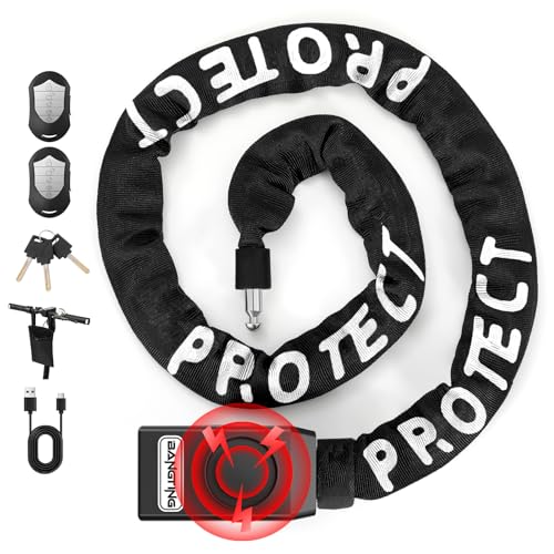 BANGTING Heavy Duty 4ft Bike Chain Lock with 110dB Alarm, Black