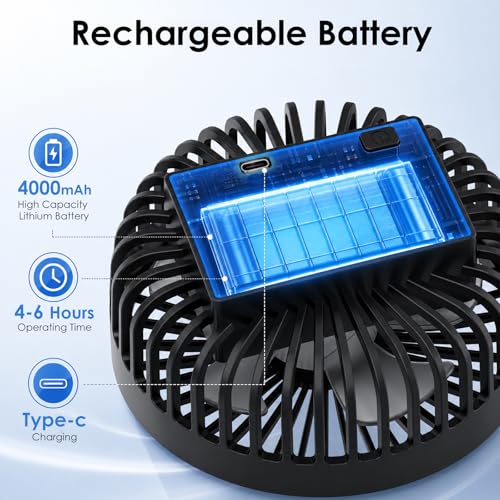 Golf Cart Fan with Magnetic Base - Rechargeable, 3 Speeds, Strong Airflow