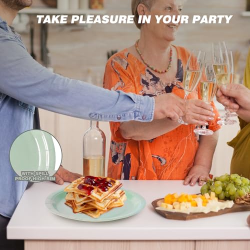 Tyzarglef Sage Green Disposable Paper Plates 9 Inch - Pack of 50
