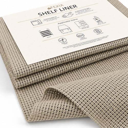 Non-Slip Shelf Liner for Kitchen Cabinets and Drawers, 12in x 10ft, Beige