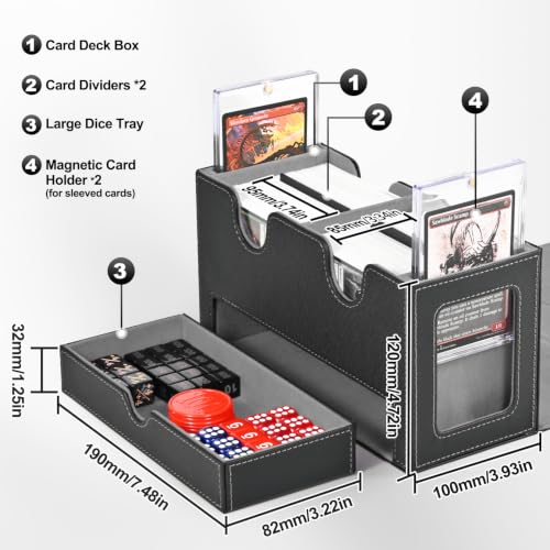MTG Commander Deck Box with Magnetic Card Holders & Dice Tray