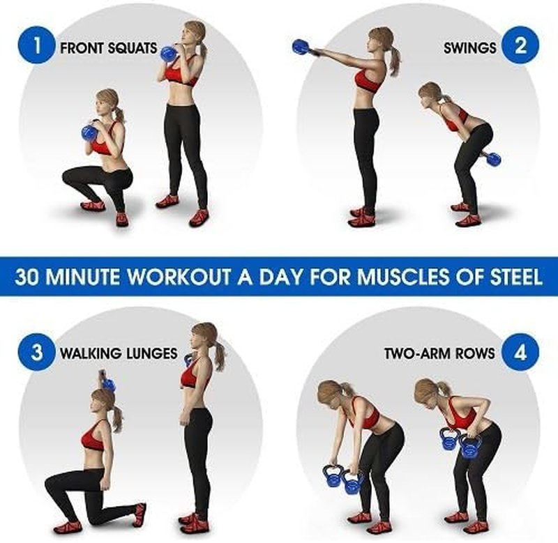 Yes4All Kettlebell, 5-100 LB Vinyl Coated Cast Iron Strength Training Kettlebells for Home Gym Exercises, Fitness, Full Body Workout Equipment, Push Ups, and Grip Strength