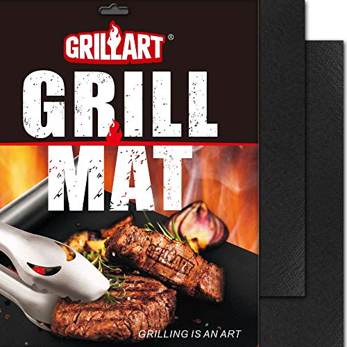 GRILLART Medium Nonstick BBQ Grill Mat Set for Outdoor Grilling - Reusable, Heavy Duty, 600°F Heat Resistant, 2-Pack