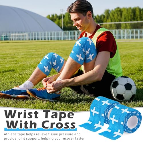 Christian Athletic Tape - 2" x 15FT Self-Adhesive Wrist Wrap - Blue Cross