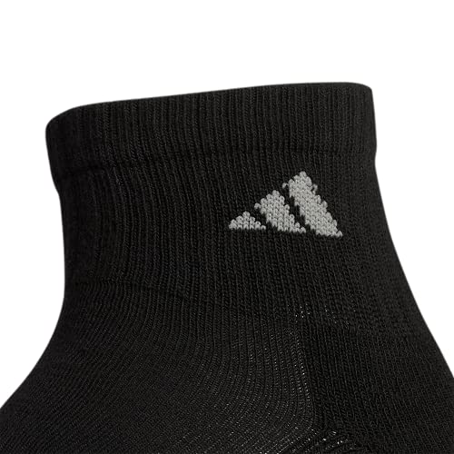 Men's Athletic Cushioned Quarter Socks - 6-Pack, Large - Black/Aluminum