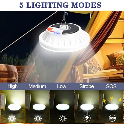 2 Pack Solar Camping Lantern with Remote 4000LM Rechargeable Hanging Light Portable LED Camping Lights IPX4 Waterproof Tent Lights Solar Lanterns for Power Outages, Emergency, Hurricane