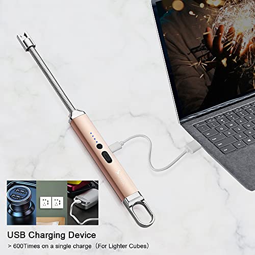 SUPRUS Rechargeable USB Arc Lighter Champagne Gold, Flameless Windproof Candle & Grill Lighter