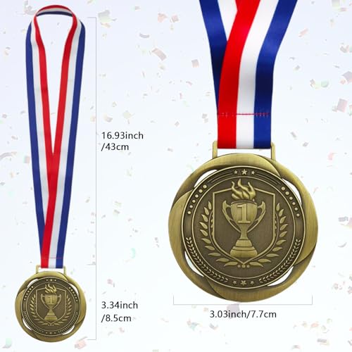 Large First Place Medal - 3.34 Inch Gold Medal with Neck Ribbon for Competitions