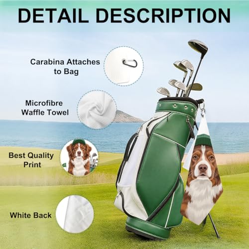 Australian Shepherd Golf Towel - 16x24 Inch Waffle Weave - Multi 1435