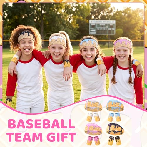 Ice Cream Sports Headbands & Wristbands Set - Multicolor, 4 Pack