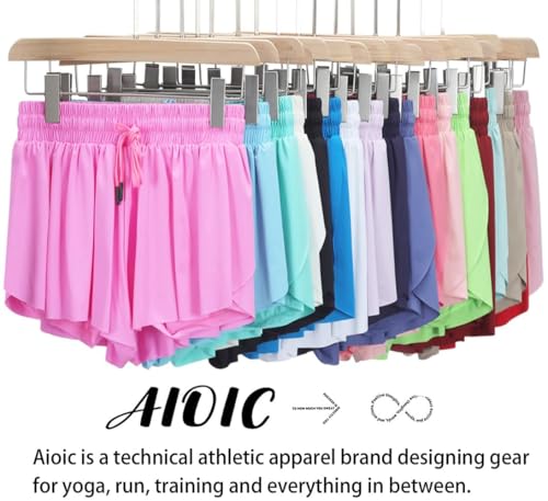 Girls Butterfly Skorts - Flowy Athletic Shorts with Pocket, Black, 9-10 Years