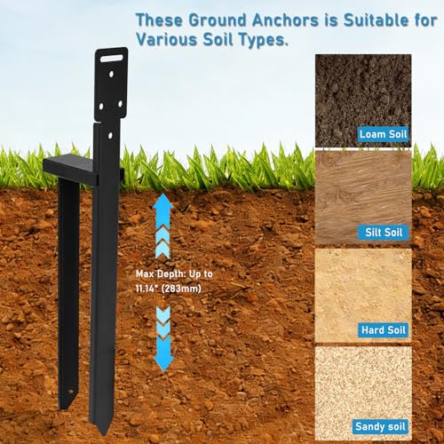 WPBHk 4PCS Heavy Duty Ground Anchors with L Brackets - Fence & Tent Repair Kit