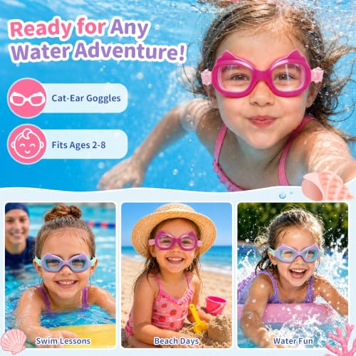 Vvinca Vibrant 02 Cat Kids Toddler Goggles with Fabric Strap Anti-Fog & UV