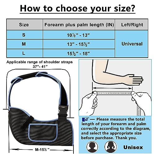 VISKONDA Black Medium Arm Sling Shoulder Immobilizer Support Brace for Shoulder Injury