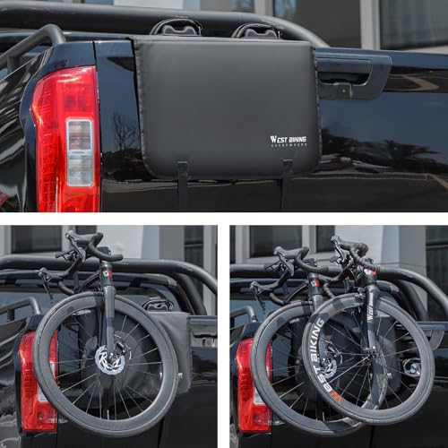 Black Bike Tailgate Pad for Pickup Trucks with Frame Straps Protection