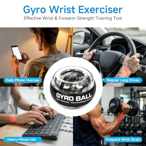 Gyroscopic Hand Exerciser with Color-Changing Light - 1-Pack