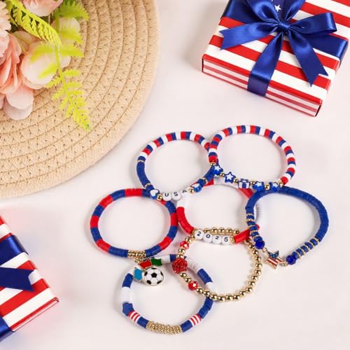 2026 Soccer Fan Gear Bracelet Set - USA Flag & Soccer Charms