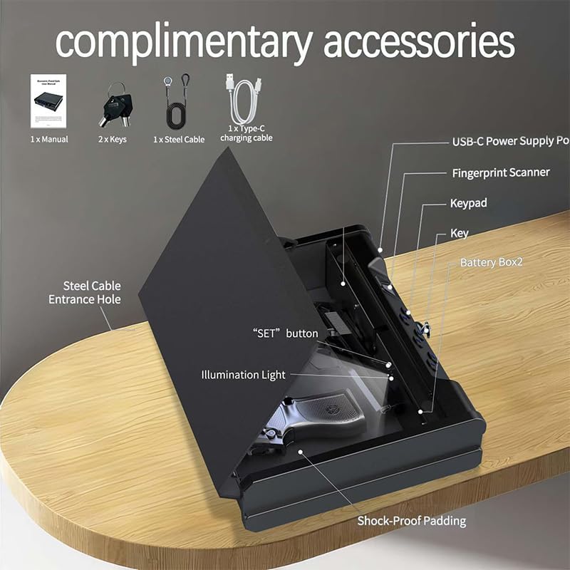 VORanex Gun Safe - Quick-Access Handgun Safe for 2 Pistols | Fingerprint, Passcode & Voice Prompt Features