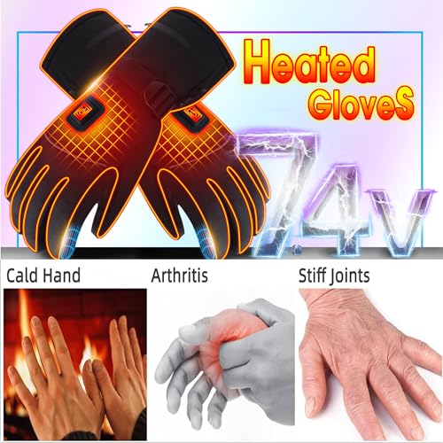 Men's Rechargeable Heated Gloves X-Large Waterproof Touchscreen Winter Warmers