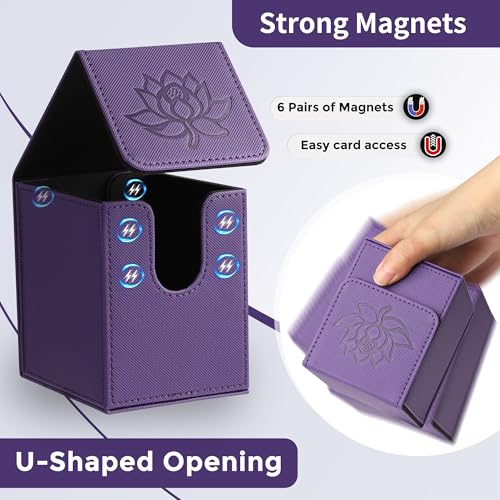 Zettokete Purple Lotus Commander Deck Box Holds 100+ Double-Sleeved Cards