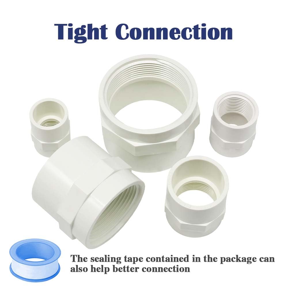 HayEastdor 6PCS 1 Inch PVC Coupling Fittings White Slip to Female Thread PVC Pipe Fitting Adapter Connector for Schedule 40 HE061-1