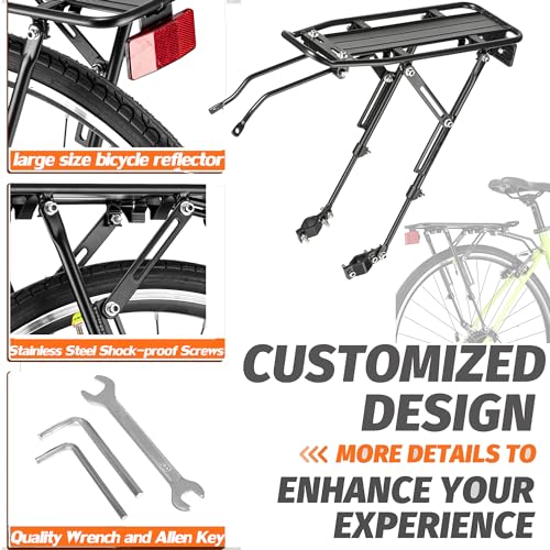 YONTUO Rear Bike Rack with Large Size Reflective - Universal Adjustable Touring Carrier Rack