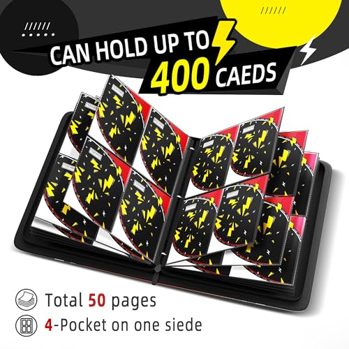 400 Pocket Trading Card Binder with Removable Sleeves - Black