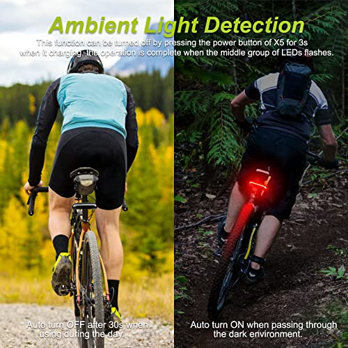 MEILAN X5 1 Pack Smart Bike Tail Light with Turn Signals & Auto Brake, USB Rechargeable