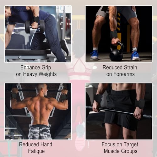 Weight Lifting Hooks with Wrist Straps - Black