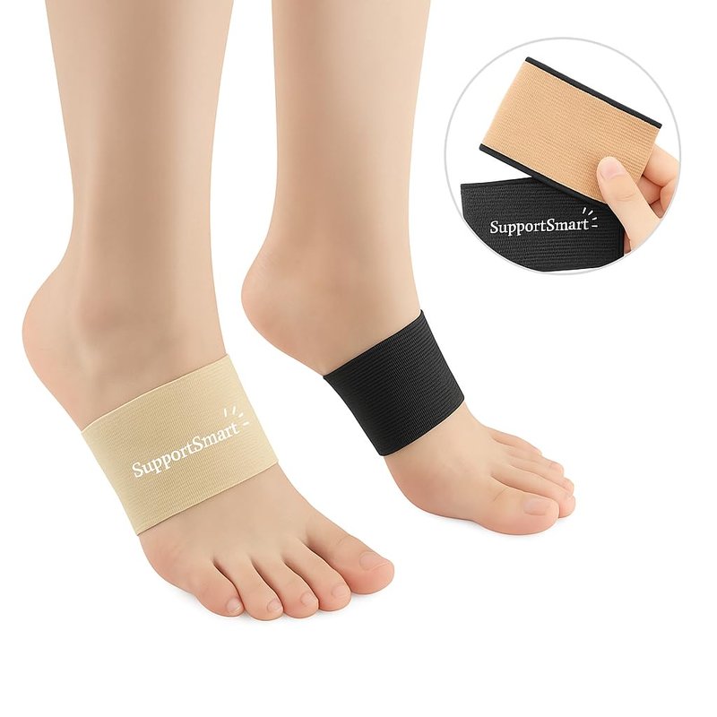 Arch Smart Copper Infused Arch Support Sleeve – Compression Foot Arch Support for Plantar Fasciitis, Flat Feet, Foot Pain Relief, Heel Spurs, Arch Support Bands for Women & Men (Beige, One Size)